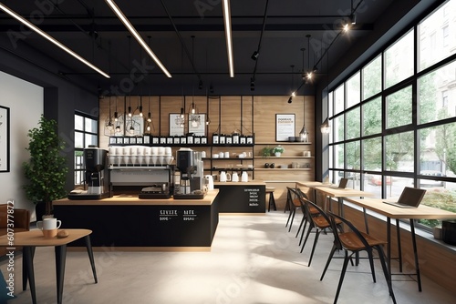 modern minimalist coffe shop interior background illustration