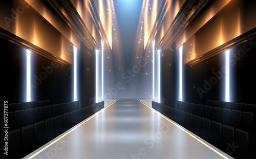 Fashion runway stage background with light effect photo