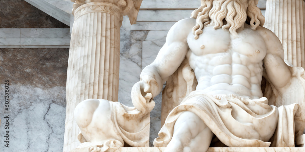 Marble statue of body of an ancient Greek god zeus on greek ...