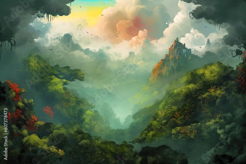 jungle landscape fantasy paint