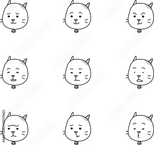鈴をつけた三毛猫　顔バリエーション1c　a