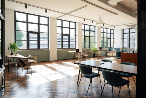 co-working space, with large windows and natural light, for professionals who want to work in a communal environment, created with generative ai © altitudevisual