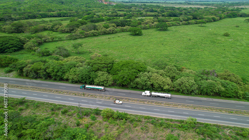 AERIAL: Two tanker trucks transporting flammable contents along Panam Highway photo