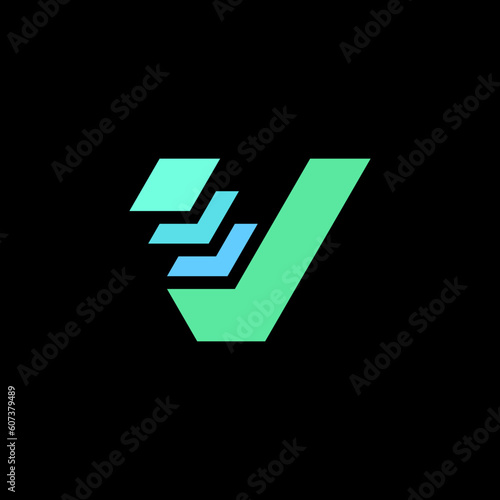modern letter V stack checkmark logo