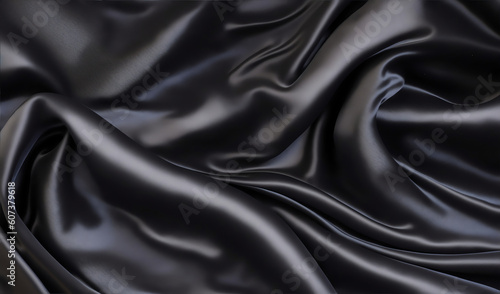 3D Wavey Wave black colored Silk Satin Fabric. Materials and resources photography from Generative AI
