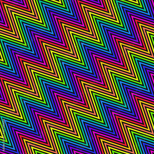 Chevron vector seamless pattern. Diagonal zigzag stripes background. Funky  texture with lines, striped zig zag, waves. Simple abstract geometric background with gradient effect. Bright acidic colors