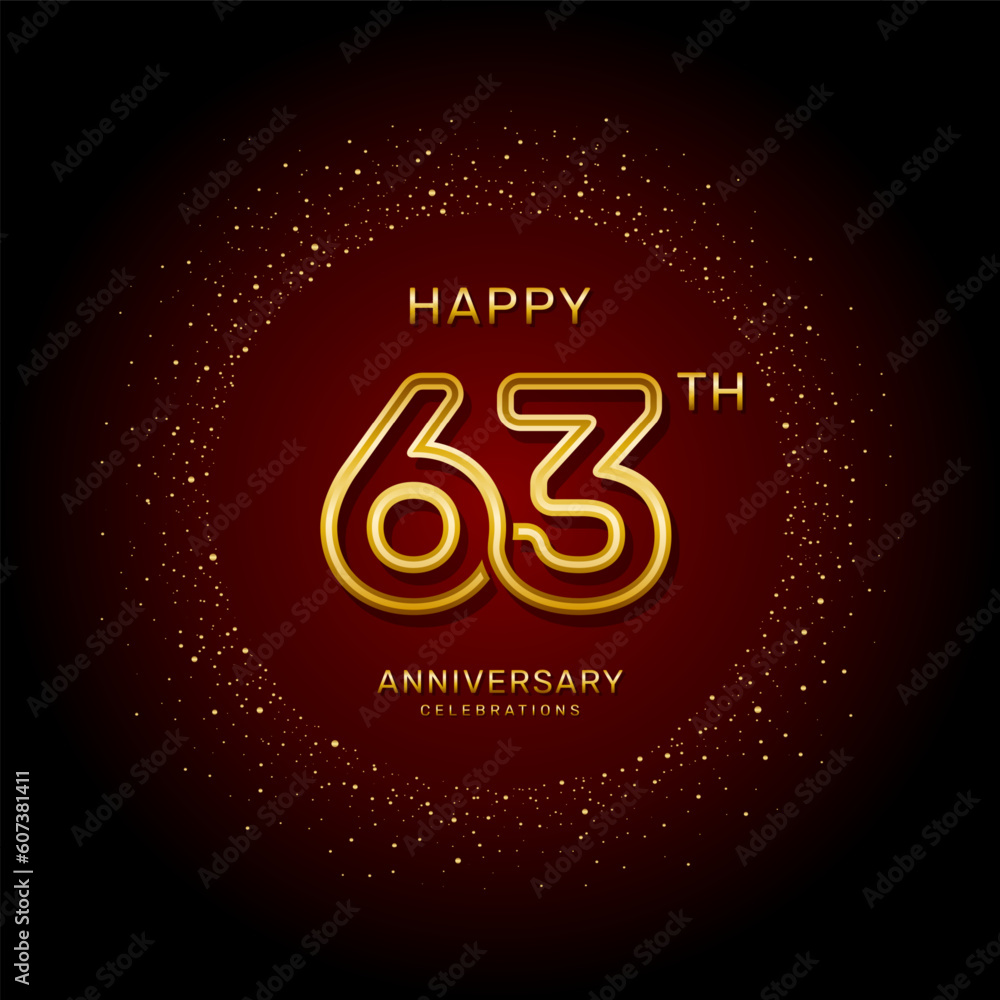 63th anniversary logo design with a double line concept in gold color, logo vector template illustration 63th anniversary logo design with a double line concept in gold color, logo vector template illustration