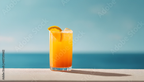 orange juice on the beach. Generative AI