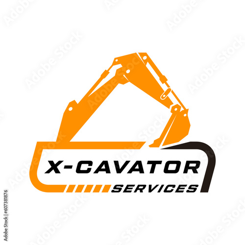 Excavator backhoe logo design vector illustration