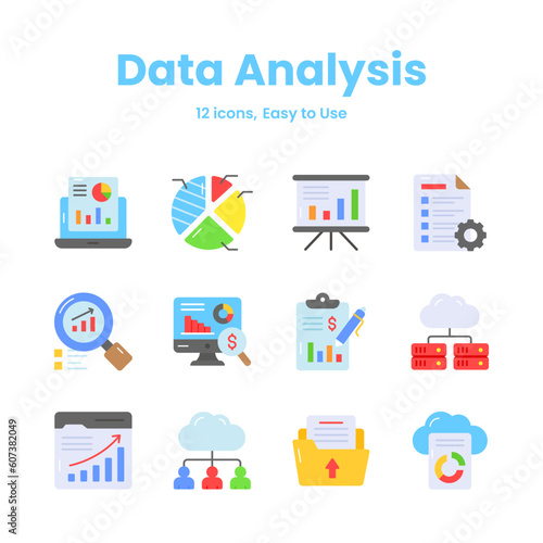 Carefully crafted data analysis and statistics icons, download this premium vectors easy to use