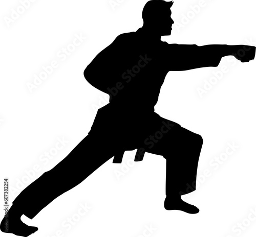 Silhouette illustration of martial artist in transparent PNG file