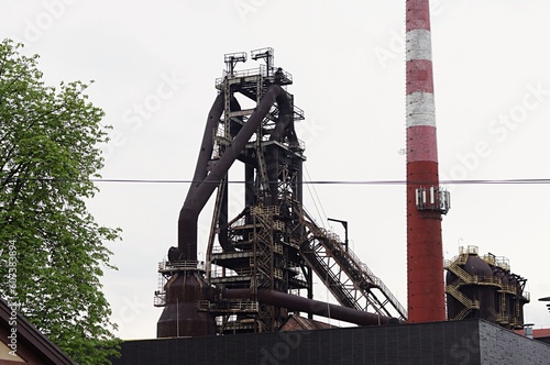 The historic object, steel construction of the blast furnace on the premises of Huta Pokoj in Ruda Slaska, Silesia, Poland. photo