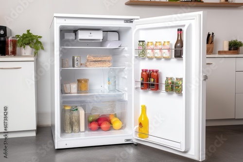 energy-efficient refrigerator with digital display and remote control, created with generative ai