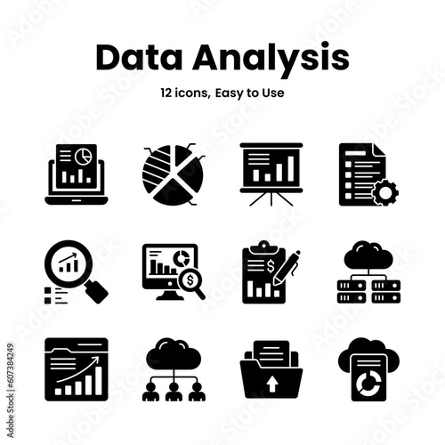 Carefully crafted data analysis and statistics icons, download this premium vectors easy to use
