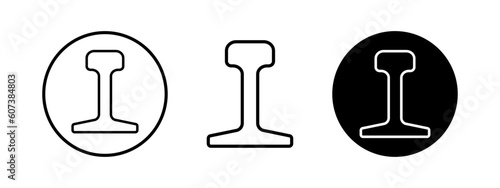 Railway profile simple vector icon. Set of steel rail for train industry.