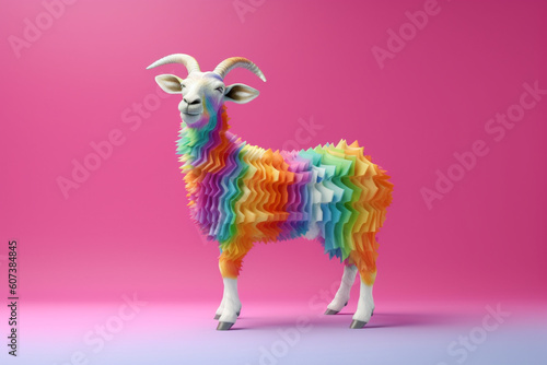 a colorful goat in the middle of a colorful background