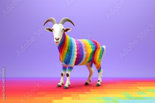 a colorful goat in the middle of a colorful background