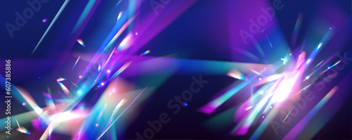 Abstract refraction glow effect on black background. Set Rainbow crystal light leak flare reflection effect. Transparent refraction elements.	