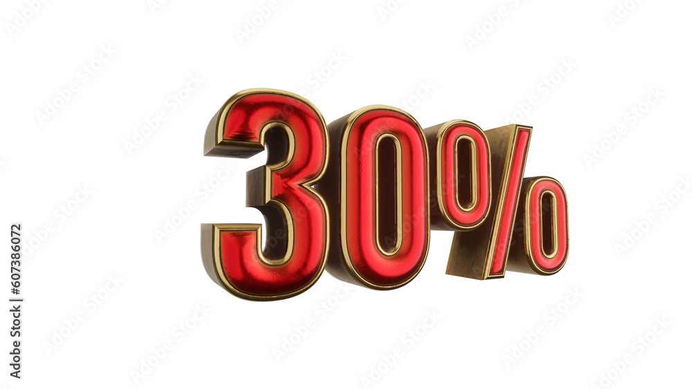 Thirty percent metallic red and gold 3D render Thirty percent metallic red and gold 3D render