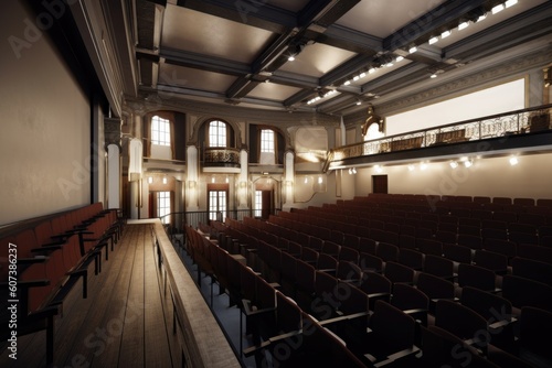 historic theater being transformed into modern cinema complex  created with generative ai