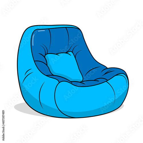 Bean bag chair vector icon, flat coloring line art minimal illustration