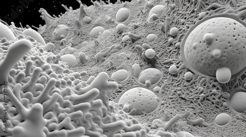 Bacteria and yeast, SEM Offset. Generative AI