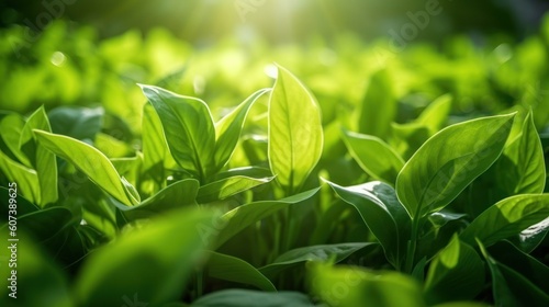 Nature of green leaves in the summer garden. Natural green leaf plants use as spring or summer background. green environment ecology wallpaper front cover Generated with AI