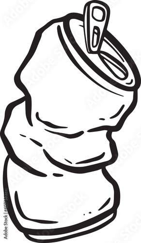 Crushed Soda Cola Steel Can Cartoon Illustration in Vector Used to Recycle or as Rubbish Thrown Away