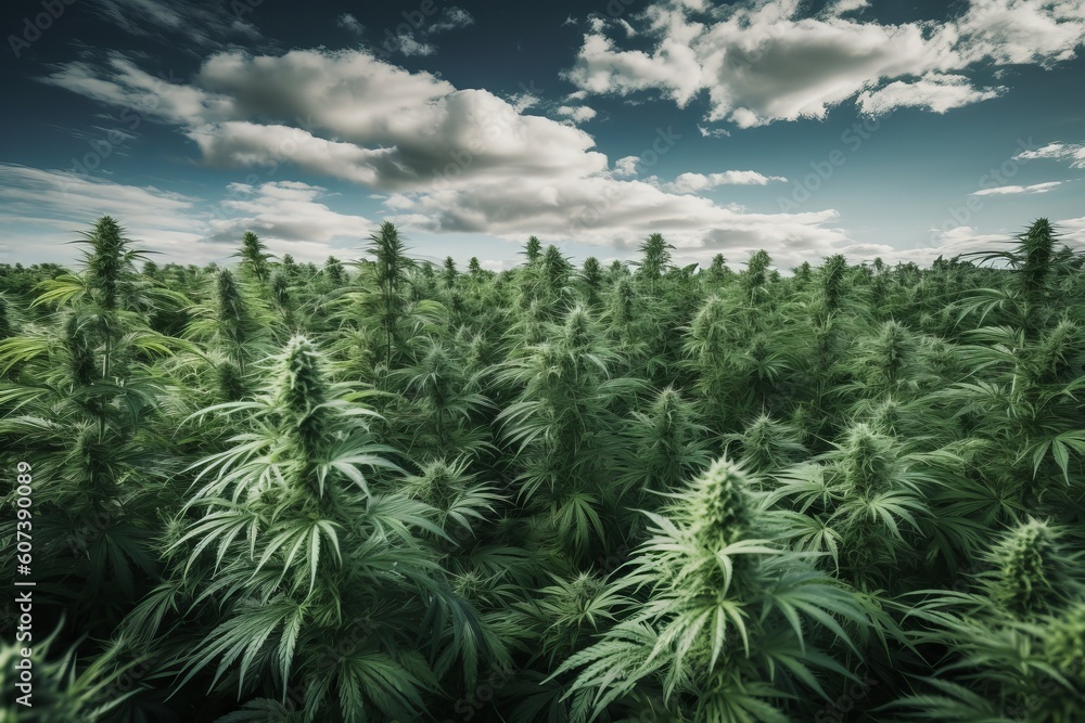 Marijuana plant in field from generative ai Marijuana plant in field from generative ai