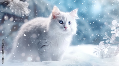 cat in snow with generative ai