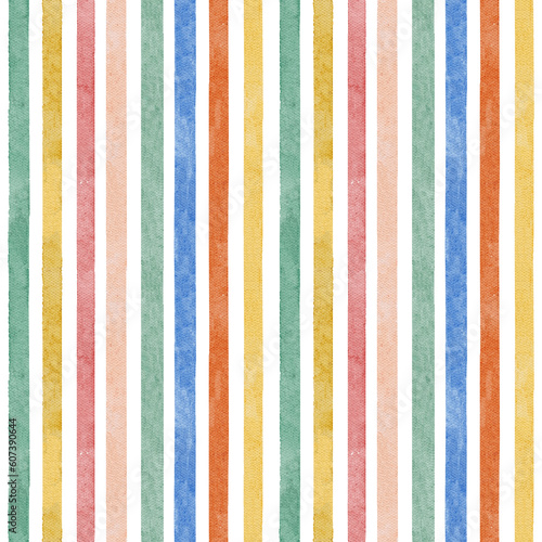 Watercolor abstract seamless pattern. Colorful rainbow digital paper. Watercolor stripes background. 