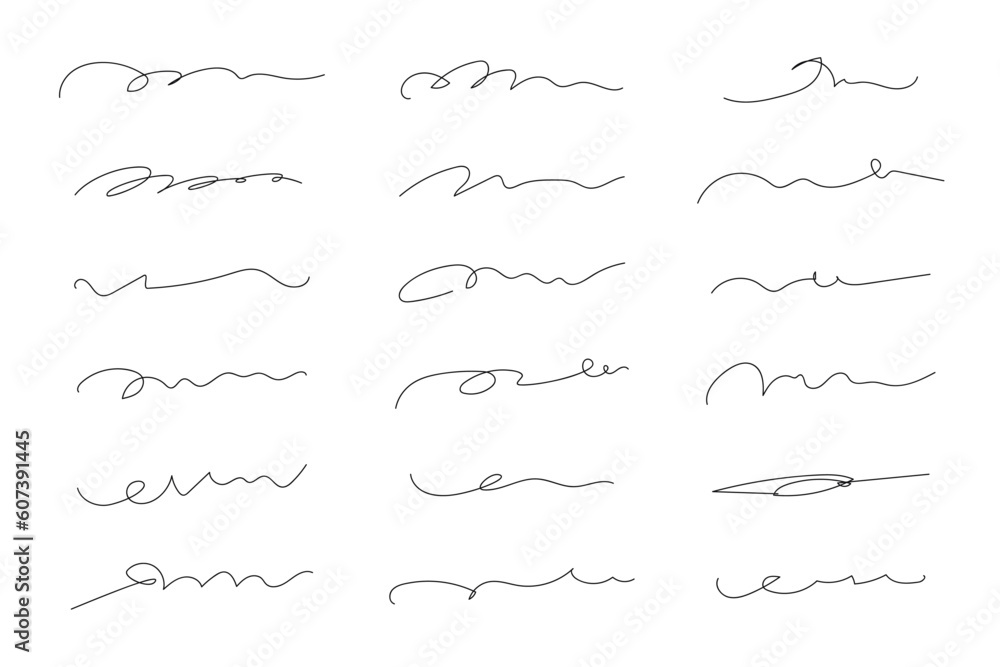 A set of hand drawn squiggle and scribble lines A set of hand drawn squiggle and scribble lines