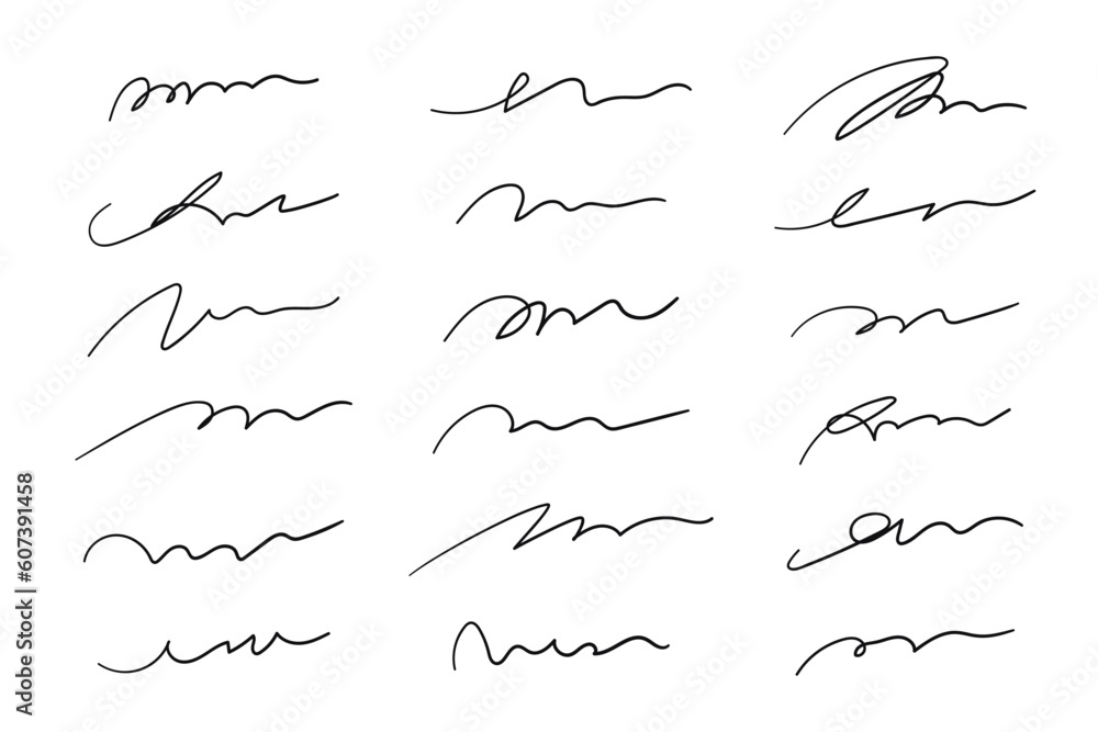 A set of hand drawn squiggle and scribble lines A set of hand drawn squiggle and scribble lines