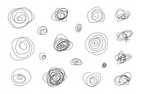 A set of hand drawn spiral, squiggle and swirl lines, png transparent background