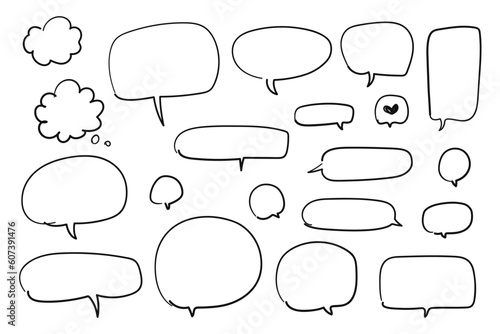 A set of hand drawn speech bubbles and text balloon
