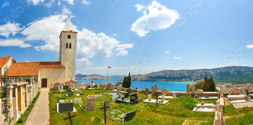 Fototapeta Naklejka Na Ścianę i Meble -  Baska, Insel Krk, Kroatien, Panorama, Kirche Sv.Ivan