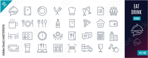 Best collection eat and drink line icons.