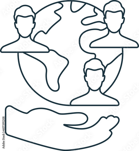 Social responsibility icon. Monochrome simple sign from donation collection. Social responsibility icon for logo, templates, web design and infographics.