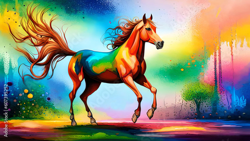 Horse Splatter Watercolor Art Painting
