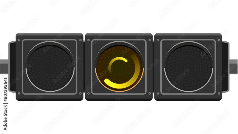 Traffic light flashing alternately green, yellow, red. Isolated on white background. Can be used