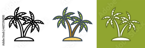 Palm Tree Icon, an icon representing a palm tree, symbolizing tropical vibes, relaxation, and exotic destinations.
