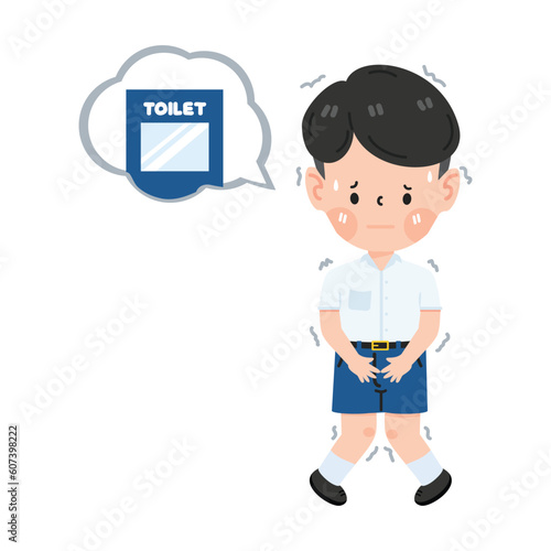 Kid boy wants to go to the toilet