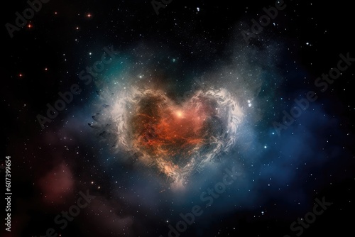 nebulous heart  with close-up of the stars and nebulae that make it up  created with generative ai