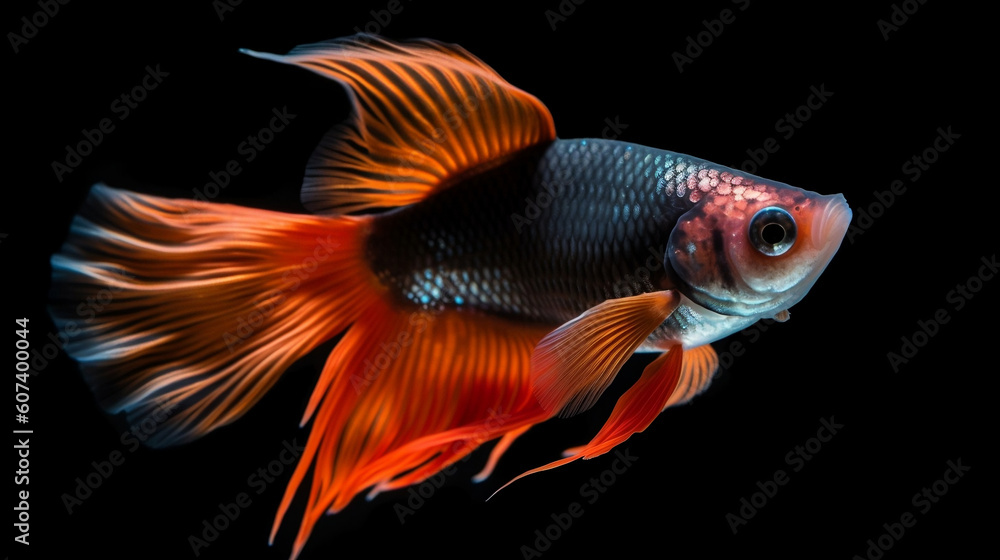 guppy fish on black background. generative ai guppy fish on black background. generative ai