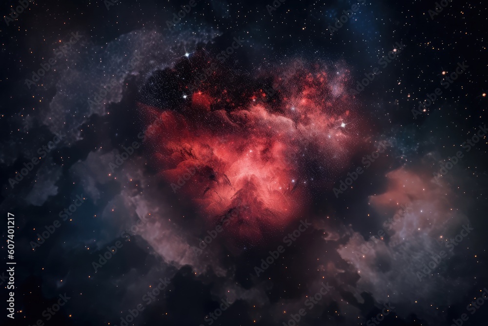 heart-shaped nebula against starry night sky, created with generative ai