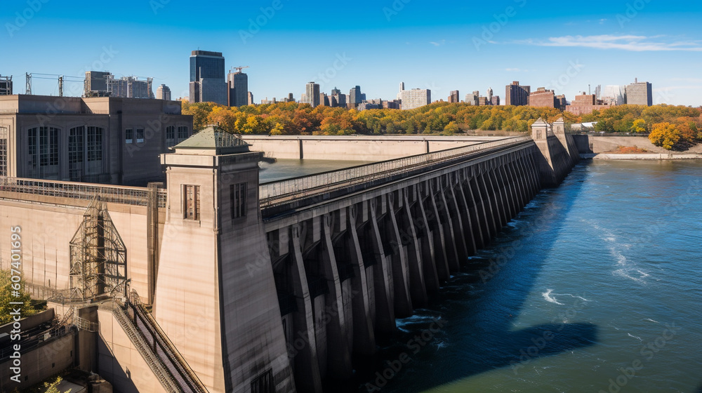 a big dam in city for hydroelecric power Generative AI