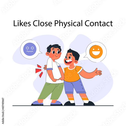 Child with extroverted individuality. Joyful little kid enjoying communication