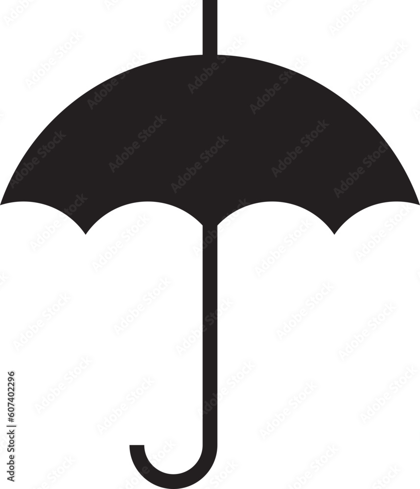 Umbrella icon vector. Rain protection. Concept for insurance company. Black and white silhouette flat design Umbrella icon vector. Rain protection. Concept for insurance company. Black and white silhouette flat design