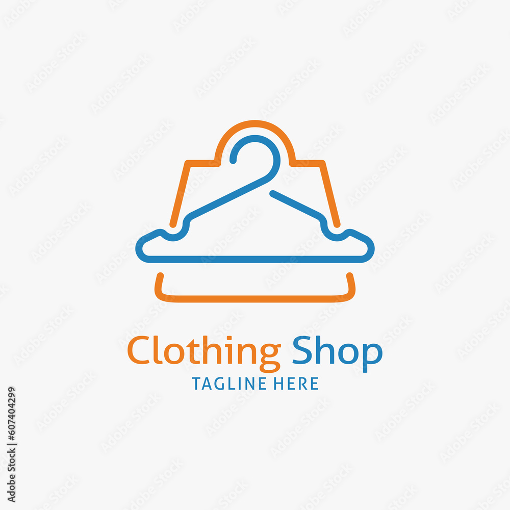 Clothes hanger and shopping bag for clothing shop logo design