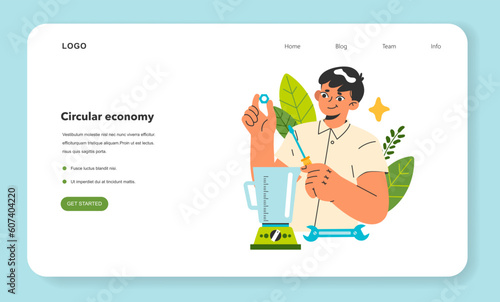 Zero waste and circular economy web banner or landing page.